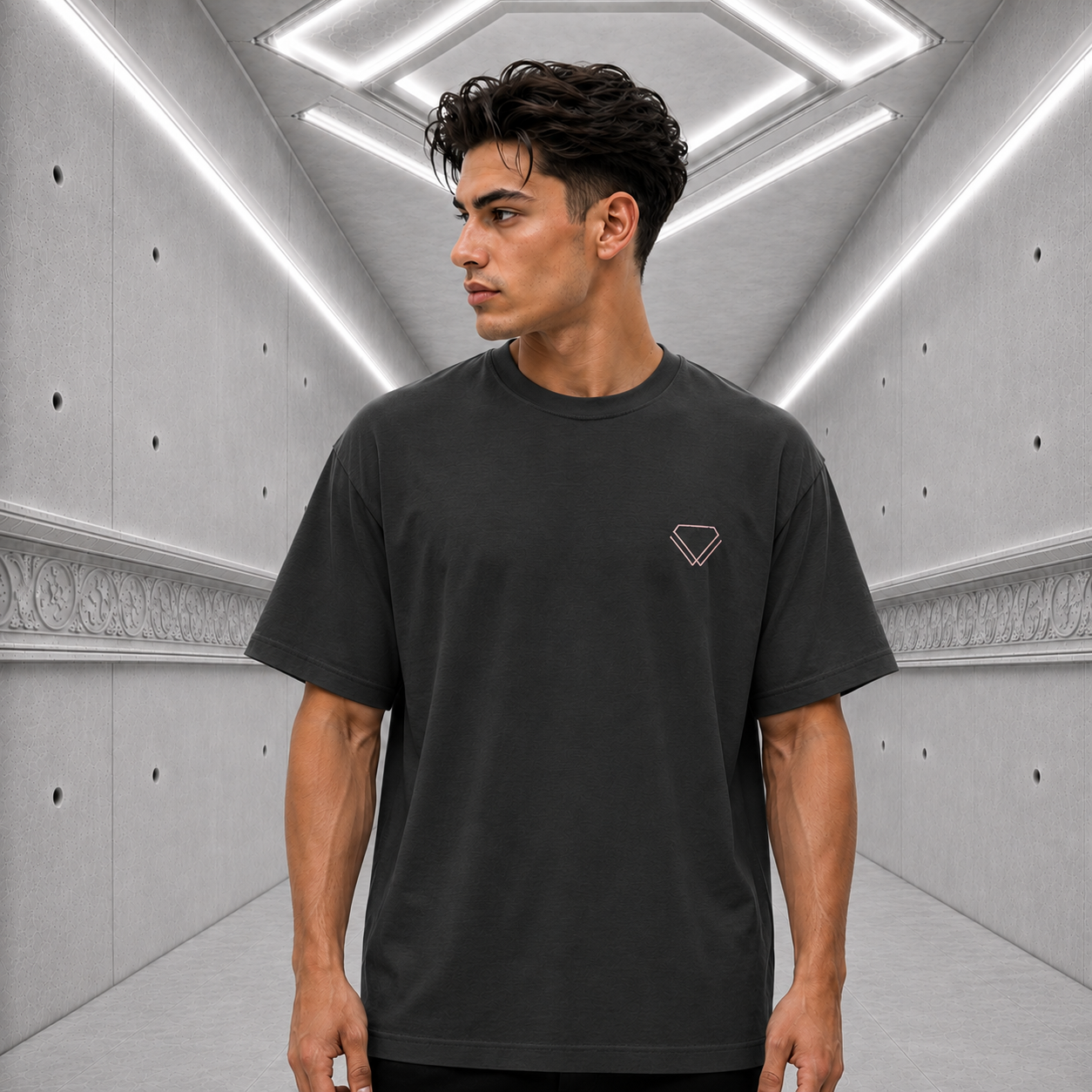 Back view of Iconic Oversized Tee (Oink! Pink)